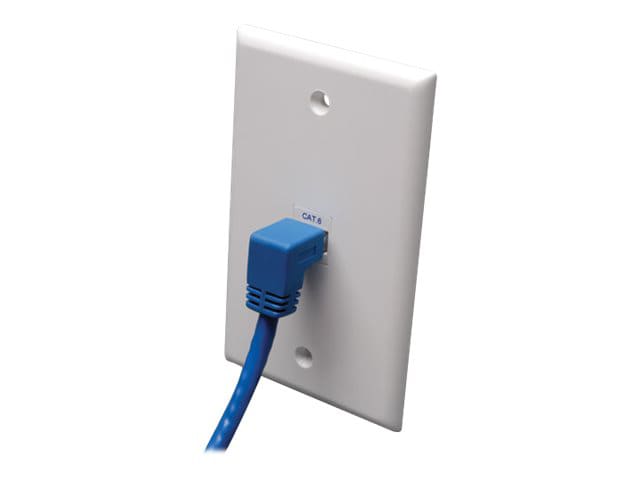 Eaton Tripp Lite Series Down-Angle Cat6 Gigabit Molded UTP Ethernet Cable (RJ45 Right-Angle Down M to RJ45 M), Blue, 10