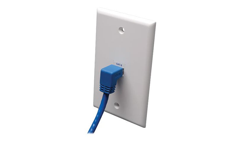 Eaton Tripp Lite Series Down-Angle Cat6 Gigabit Molded UTP Ethernet Cable (RJ45 Right-Angle Down M to RJ45 M), Blue, 10