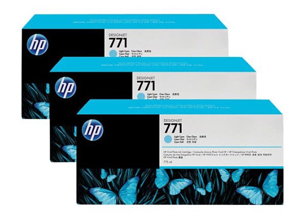 HP 771 - 3-pack - light cyan - original - ink cartridge