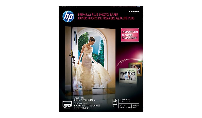 HP Premium Plus - photo paper - soft-glossy - 25 sheet(s) - Letter - 280 g/