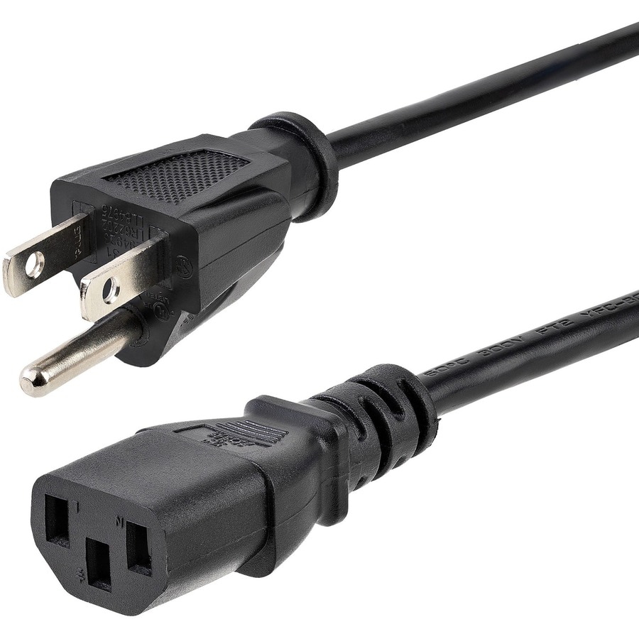 StarTech.com 10ft (3m) Heavy Duty Power Cord, NEMA 5-15P to C13, 15A 125V 14AWG, Replacement AC Computer Power Cord, PC