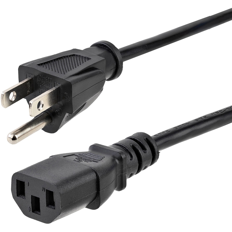 Thumbnail 5 of 8 for StarTech.com 10ft (3m) Heavy Duty Power Cord, NEMA 5-15P to C13, 15A 125V 14AWG, Replacement AC Computer Power Cord, PC