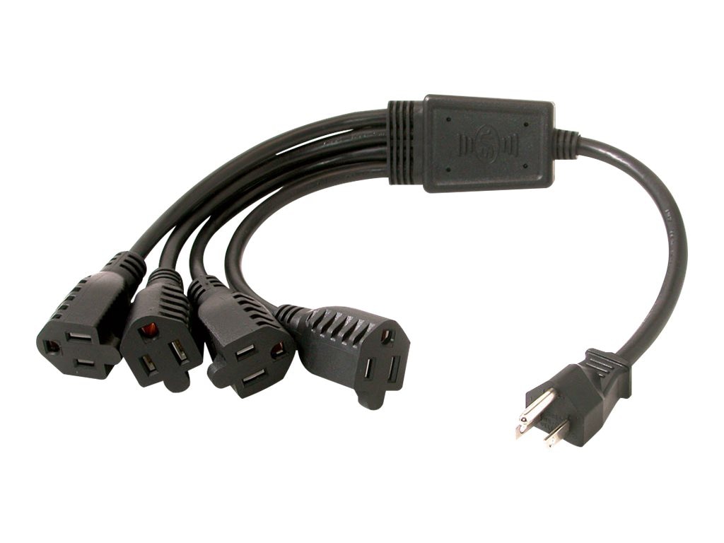 C2G 3ft 1-to-4 Power Cord Splitter - 1 NEMA 5-15P to 4 NEMA 5-15R