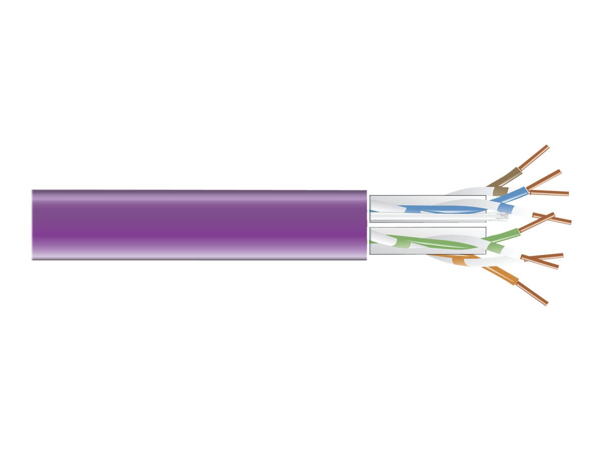 Black Box CAT6, 550-MHz Solid Bulk Cable, 4-Pair, 1000', PVC / CMR, Purple