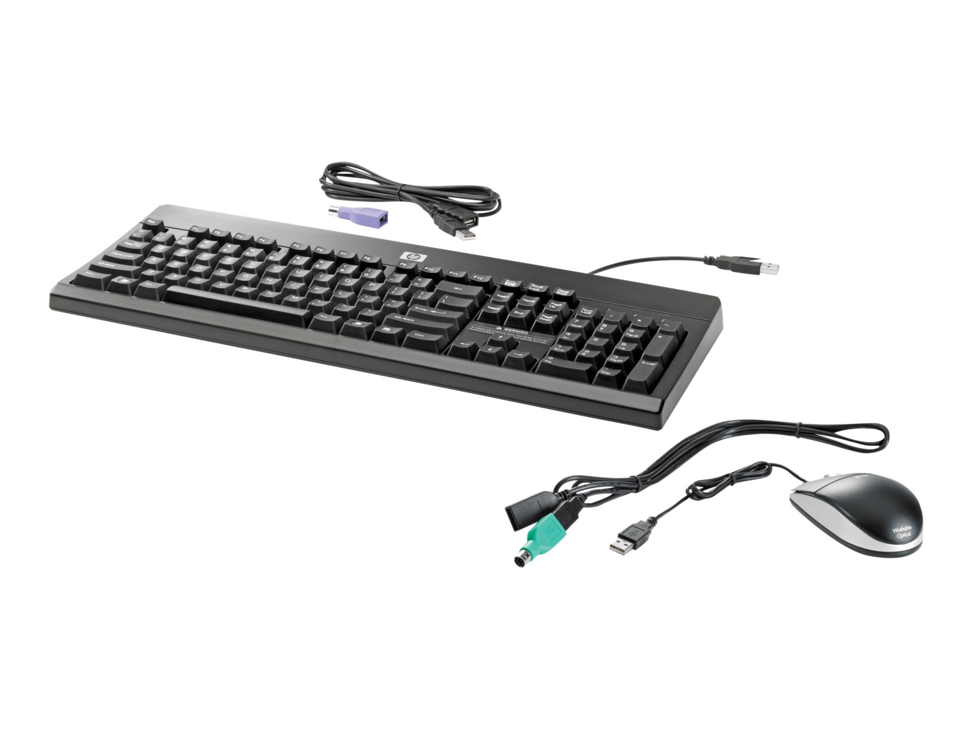 HP Washable - keyboard and mouse set - US
