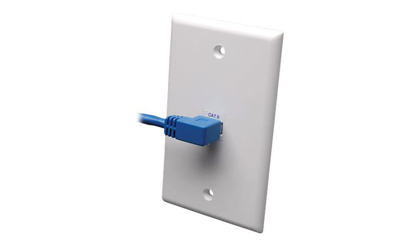 Eaton Tripp Lite Series Left-Angle Cat6 Gigabit Molded UTP Ethernet Cable (RJ45 Left-Angle M to RJ45 M), Blue, 3 ft.