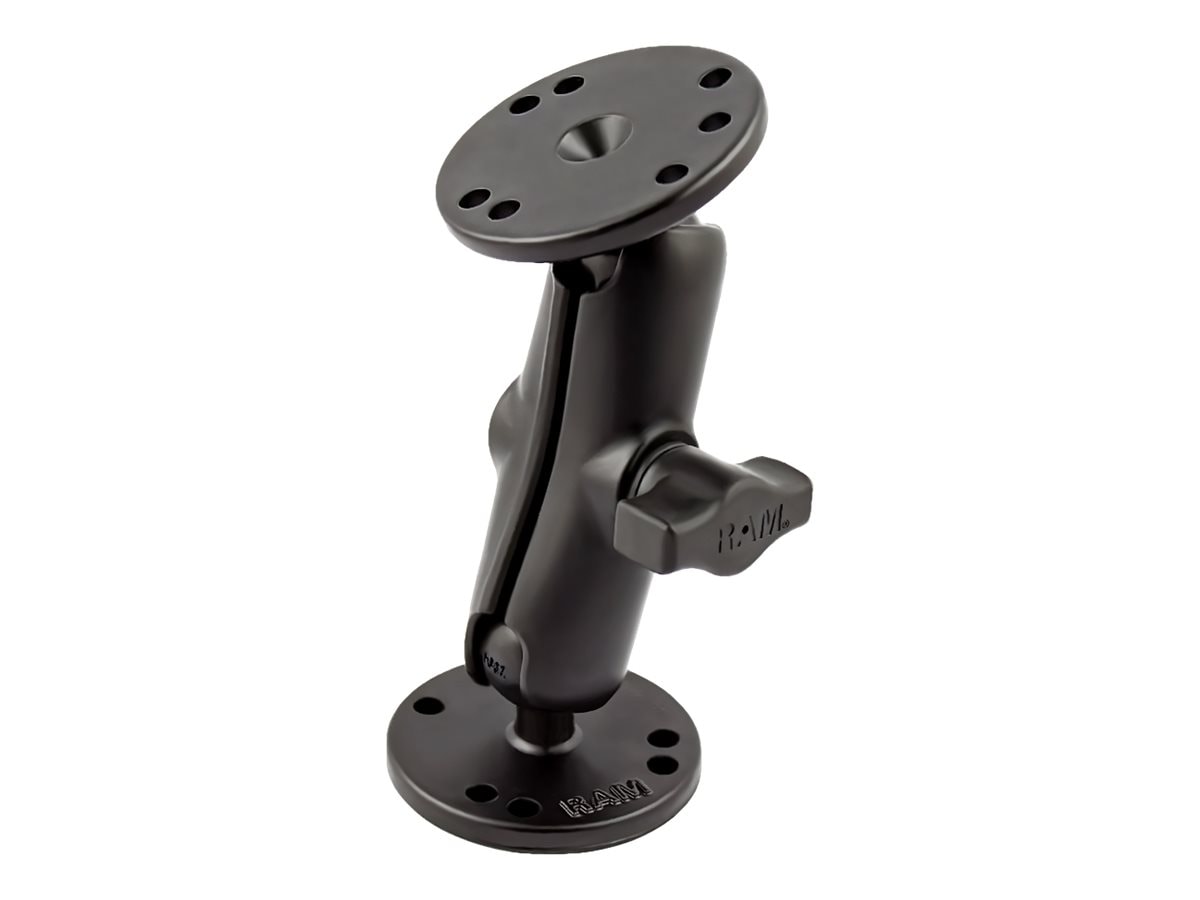 RAM-B-101U Ram Mount 1 Ball Double Socket Arm w/2 2.5 Round Bases 