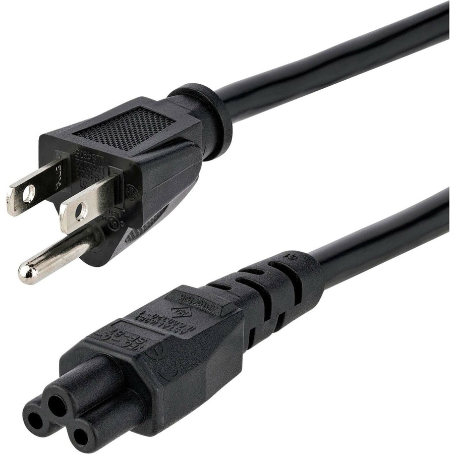 StarTech.com 10ft (3m) Laptop Power Cord, NEMA 5-15P to C5 (Clover Leaf), 1
