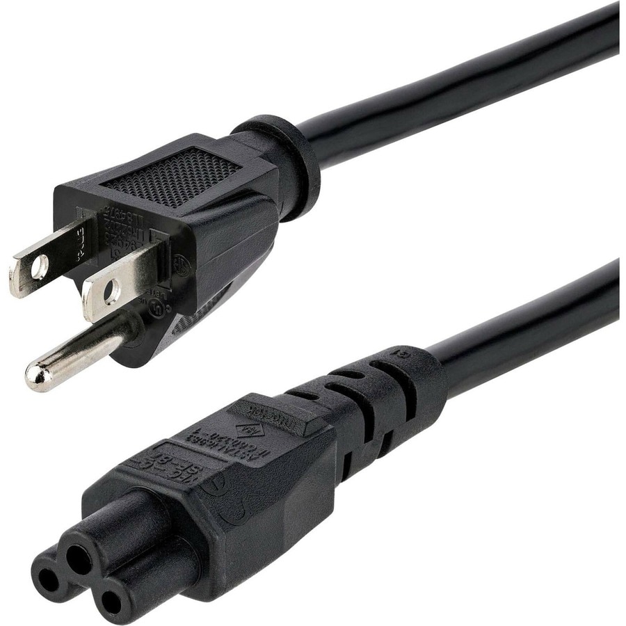 StarTech.com 10ft/3m Laptop Power Cord, NEMA 1-15P to C5 (Clover Leaf) Power Cable, 10A 125V, 18AWG