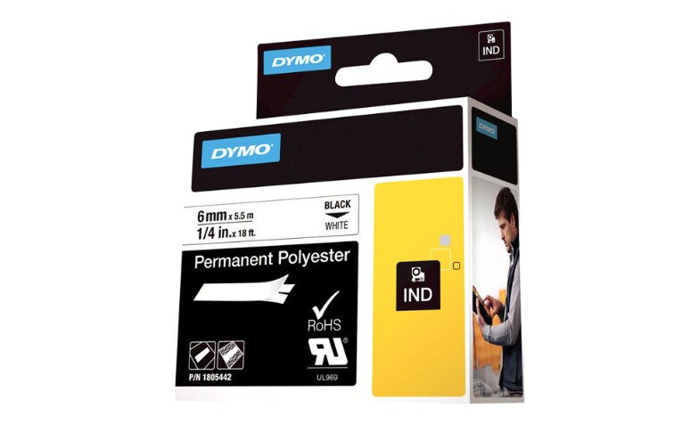 Dymo Rhino Permanent Polyester Polyester permanent adhesive black on 1805442 