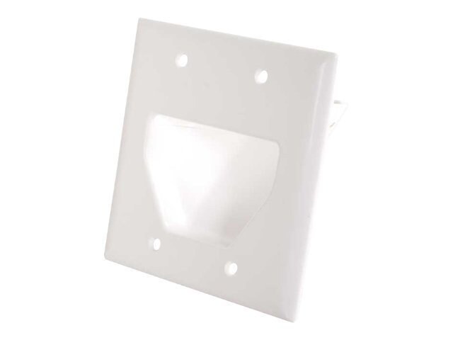 C2G Recessed Low Voltage Cable Pass Through Double Gang Wall Plate - White
