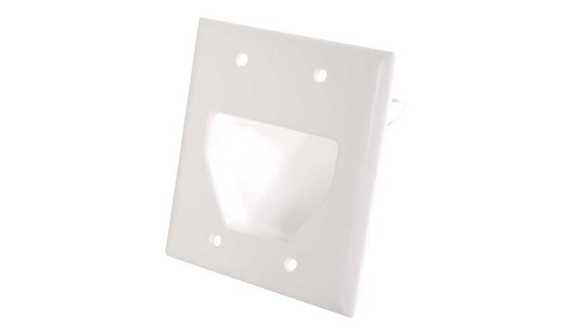 C2G Recessed Low Voltage Cable Pass Through Double Gang Wall Plate - White
