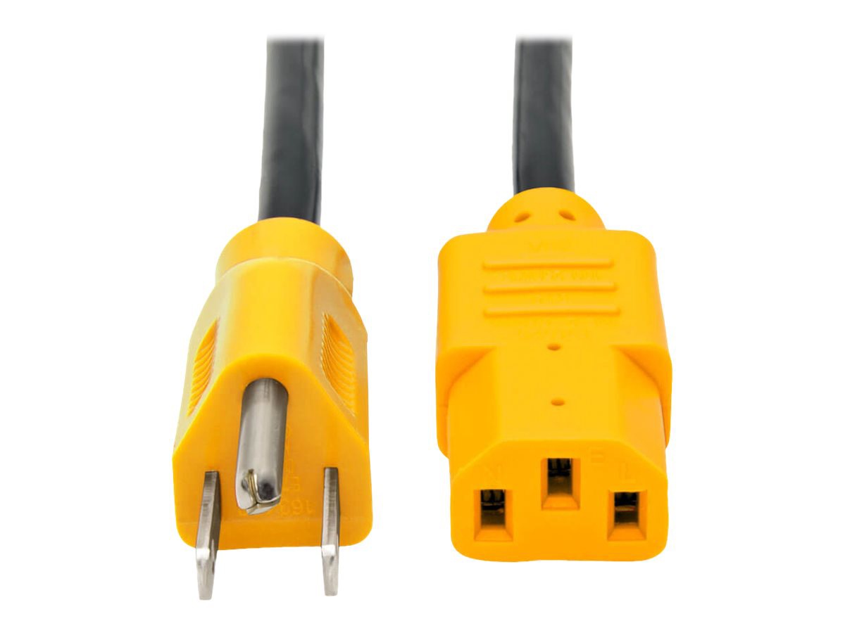 Tripp Lite Computer Power Extension Cord 10A 18AWG 5-15P C13 Yellow Plug 4'