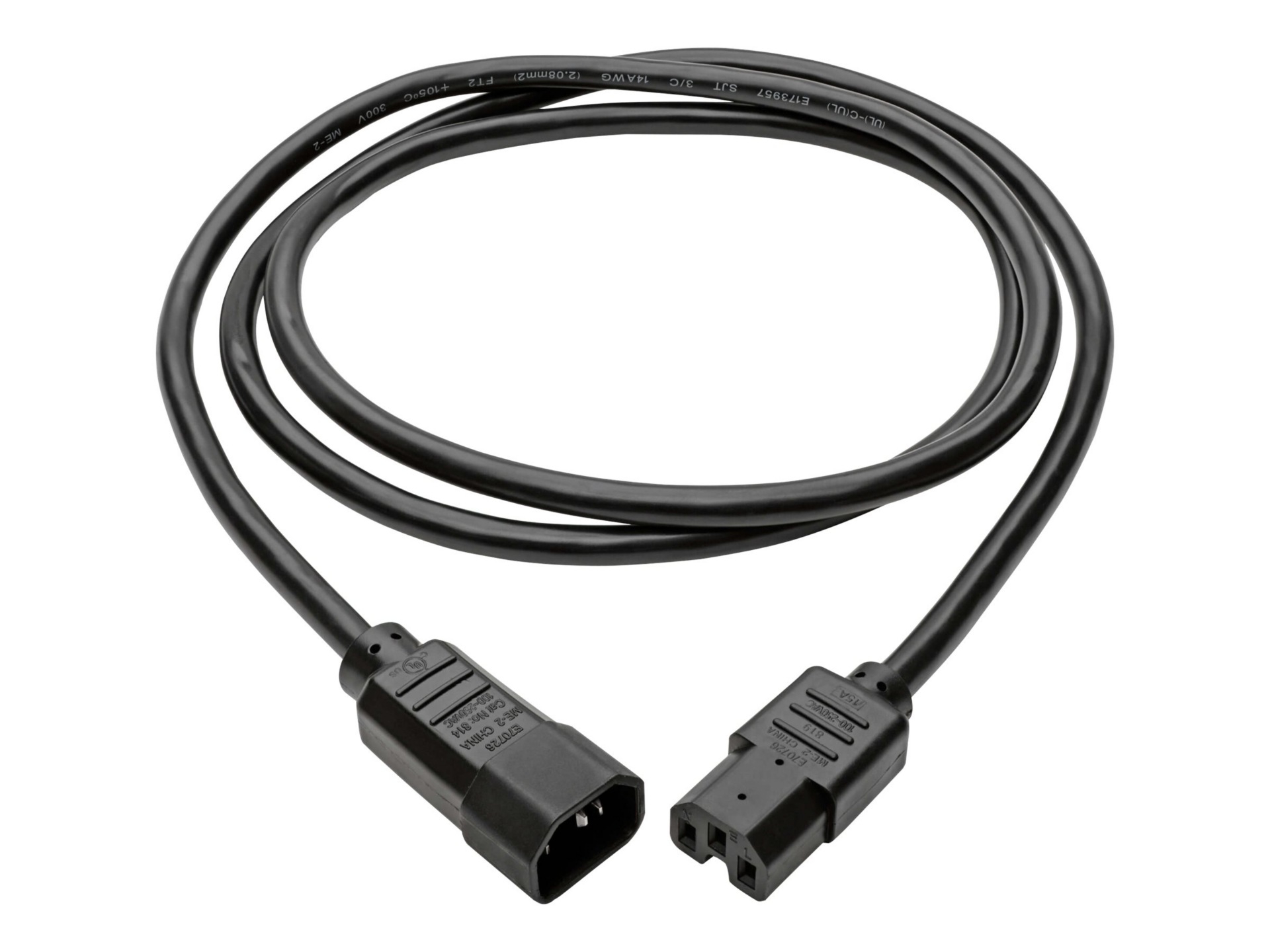 Thumbnail 2 of 6 for Eaton Tripp Lite Series Power Cord C14 to C15 - Heavy-Duty, 15A, 250V, 14 AWG, 6 ft. (1.83 m), Black - power cable - IEC