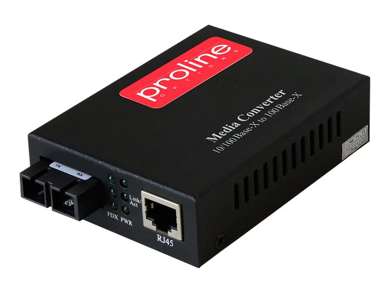 Proline 10/100Base-TX(RJ-45) to 100Base-LX(SC) SMF 1310nm 40km Media Converter