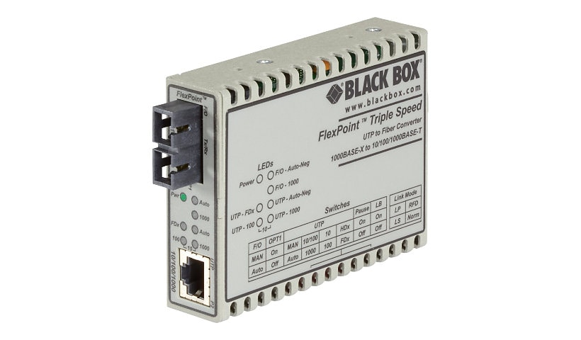 Black Box FlexPoint - fiber media converter - 10Mb LAN, 100Mb LAN, GigE