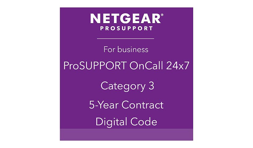 NETGEAR ProSupport OnCall 24x7 Category 3 - technical support - 5 years