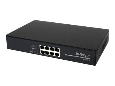 StarTech.com 8 Port 10/100 POE Power over Ethernet Switch - All 8 Ports PoE