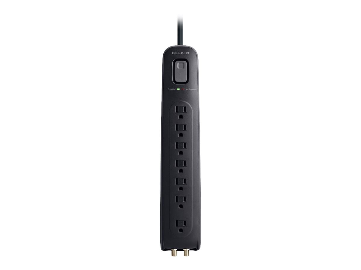Belkin 7-Outlet Surge Protector - 4ft Cord - 2000J - Coaxial Protection - Black