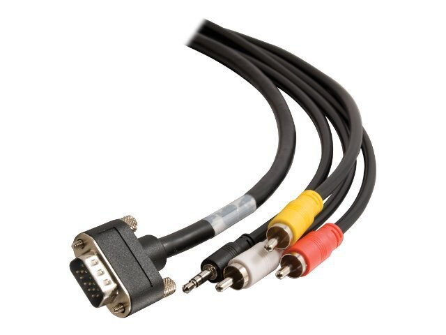 C2G 6ft VGA + Composite Video + Stereo Audio + 3.5mm A/V Cable with Rounded Low Profile Connectors M/M - In-Wall