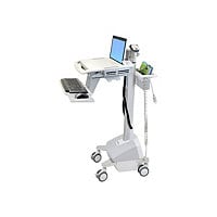 Ergotron StyleView EMR Laptop Cart, LiFe Powered - cart - for notebook / keyboard / mouse / barcode scanner - gray,