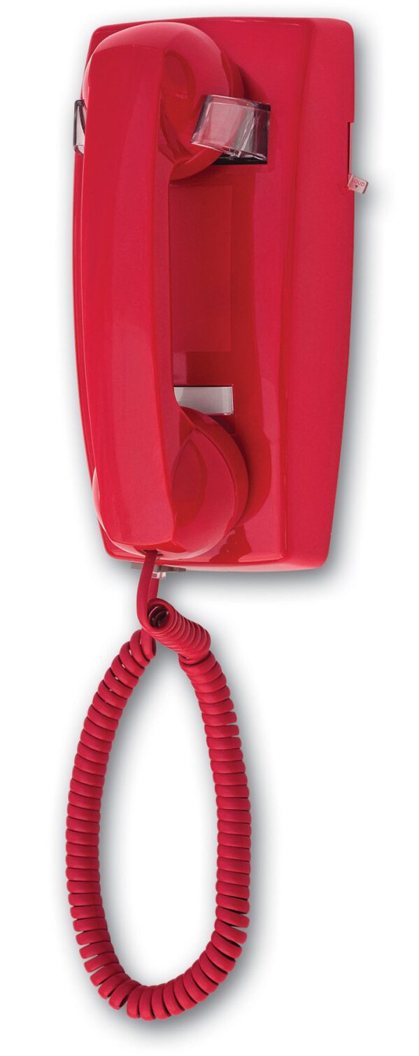 Cortelco No Dial Wall Phone - Red