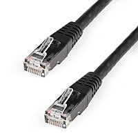 StarTech.com 25ft CAT6 Ethernet Cable - Black CAT 6 Gigabit Wire 100W PoE 650MHz Molded Patch Cord