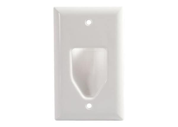 C2G Recessed Low Voltage Cable Pass Through Single Gang Wall Plate - White - mounting plate