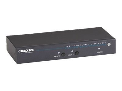 Black Box 2x1 HDMI Switch with 3.5-mm Audio & Serial Control - video/audio switch - 2 ports