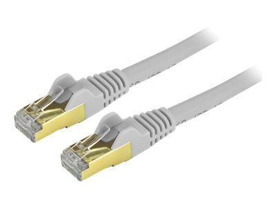 StarTech.com 1ft Gray CAT6a Ethernet Cable - Snagless Shielded Ethernet Cable - CAT6a Network Patch Cable RJ45 - M/M