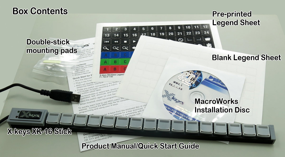 Thumbnail 4 of 7 for P.I. Engineering X-keys XK-16 Stick - keypad Input Device