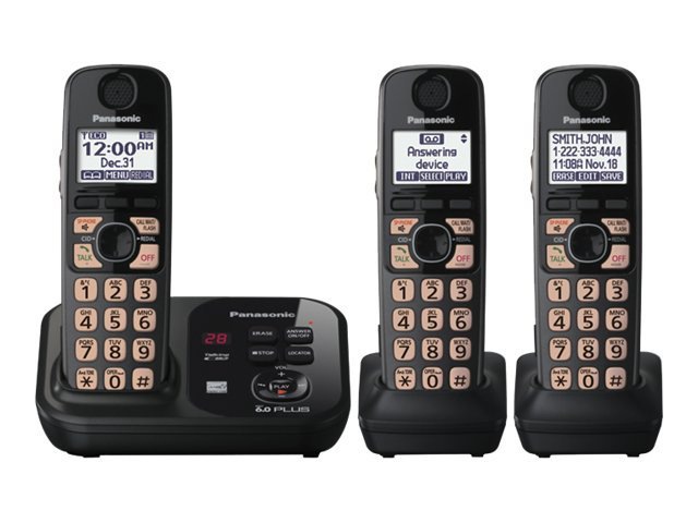 Panasonic KX-TG4733B - cordless phone - answering system with caller ID/call waiting + 2 additional handsets