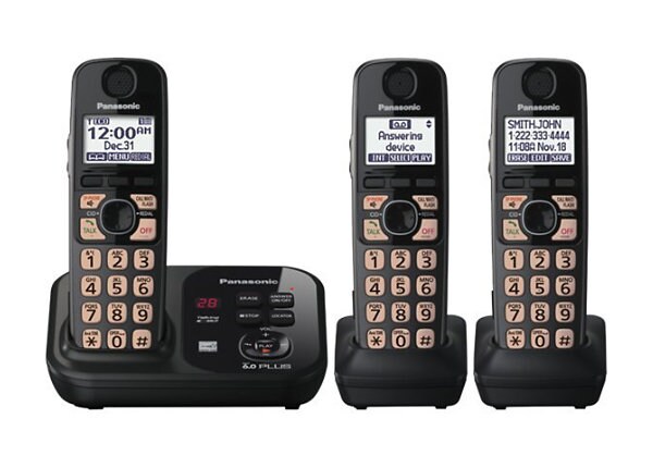 Panasonic KX-TG4733B - cordless phone - answering system with caller ID/call waiting + 2 additional handsets