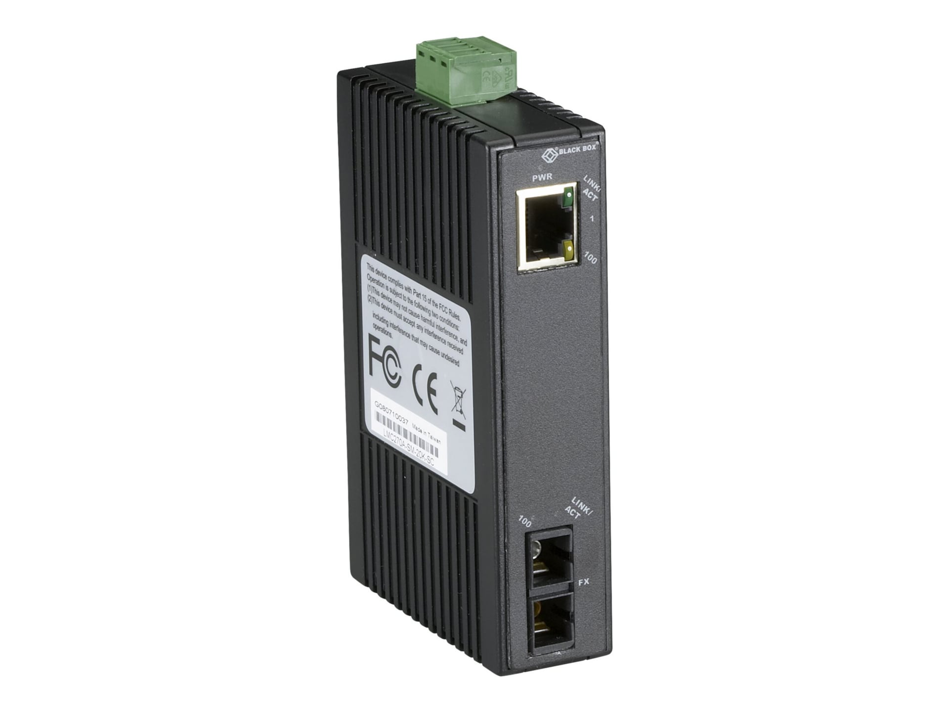 Black Box Hardened Mini Industrial - fiber media converter - 10Mb LAN, 100Mb LAN