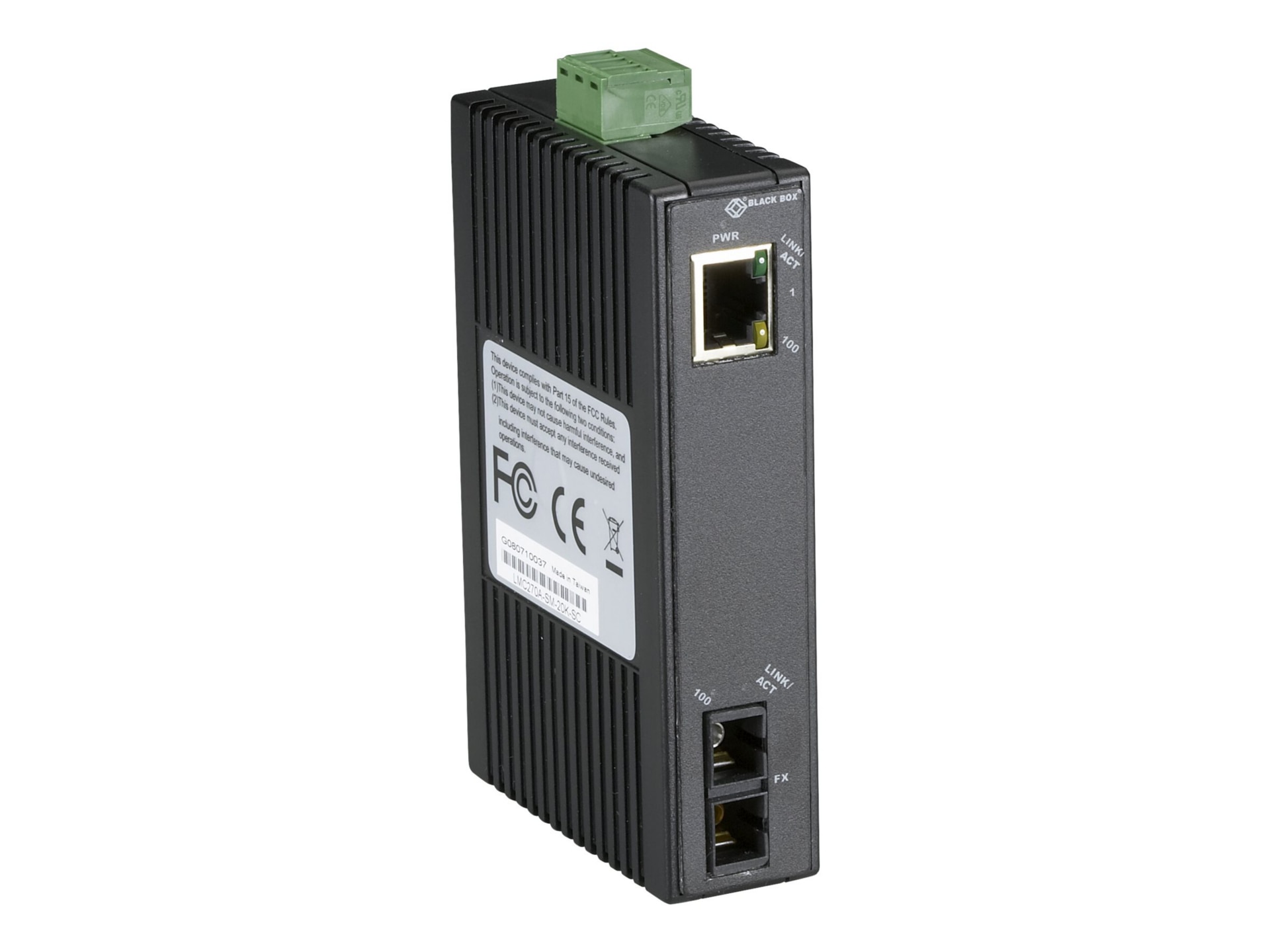 Black Box Hardened Mini Industrial - fiber media converter - 10Mb LAN, 100M