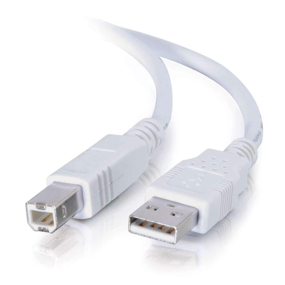 C2G 16.4ft USB to USB B Cable - USB A to USB B - USB 2.0 - White - M/M