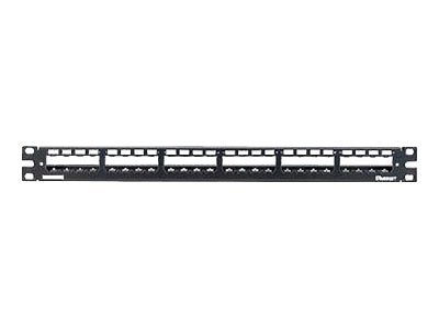 Panduit 24-Port All Metal Modular Patch Panel with Strain Relief Bar, 1 RU
