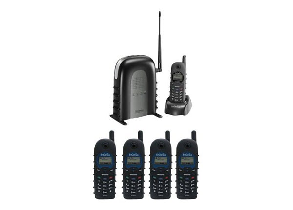 EnGenius Durafon 1X PIDW - cordless phone with caller ID/call waiting - with 4 x EnGenius DuraWalkie 1X two-way radio