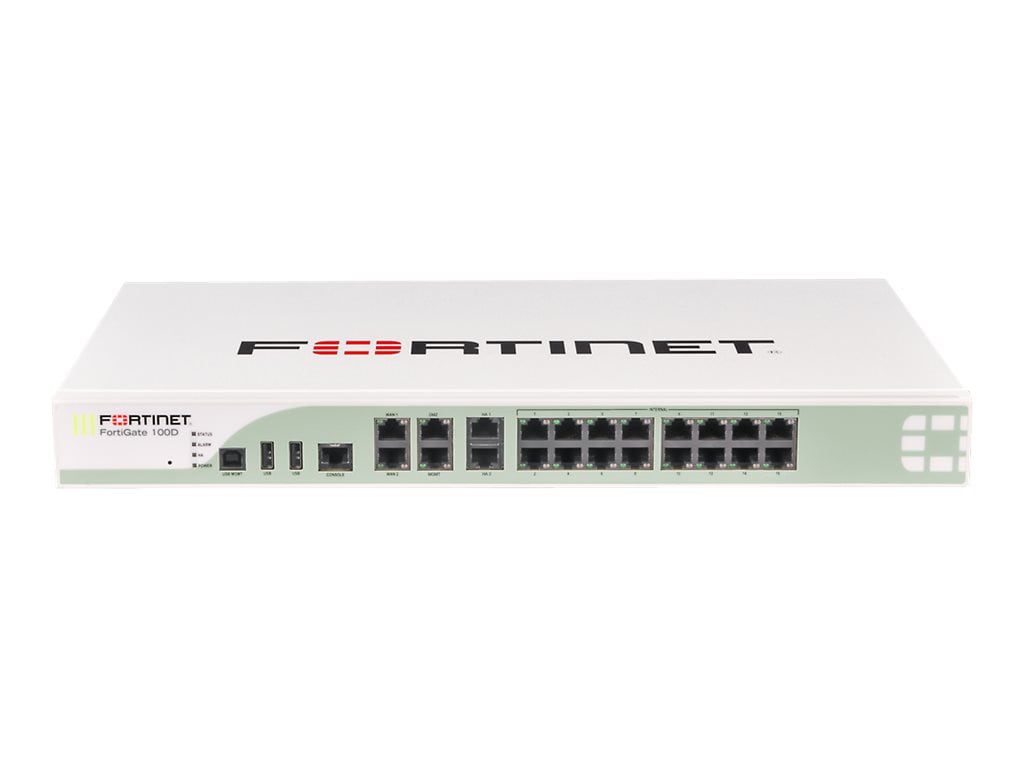 Fortinet FortiGate 100D - security appliance - with 3 years FortiCare 24X7 Comprehensive Support + 3 years FortiGuard