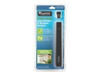 Quartet Brilliant Green Laser Pointer & Wireless Remote presentation remote control - silver, dark blue