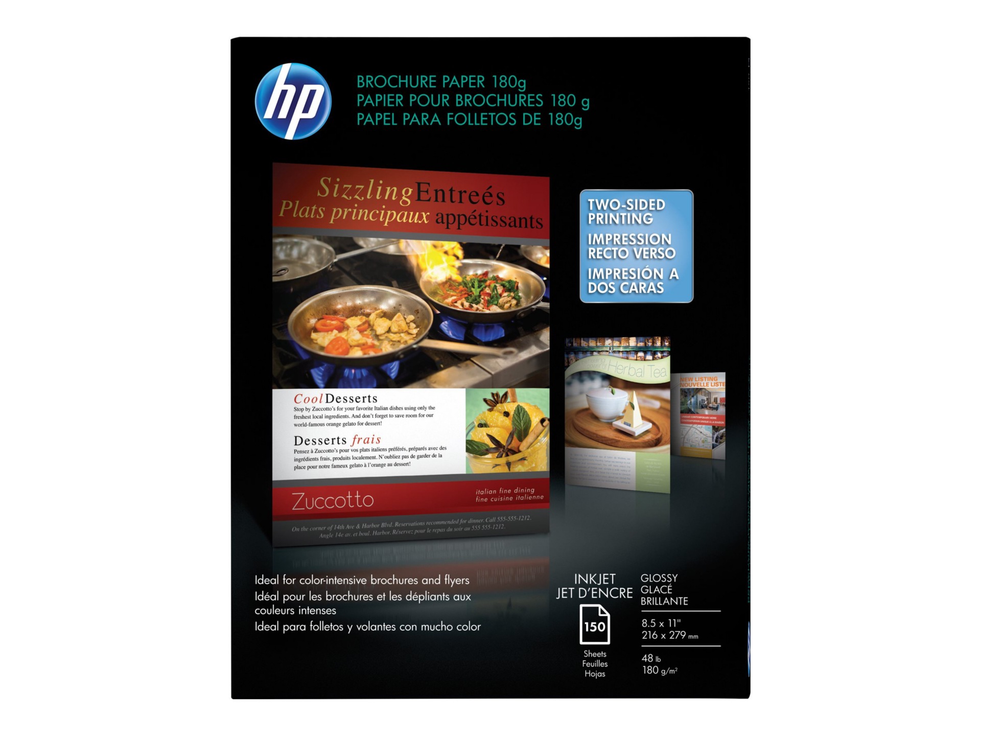 HP - brochure paper - glossy - 150 sheet(s) - Letter - 180 g/m²