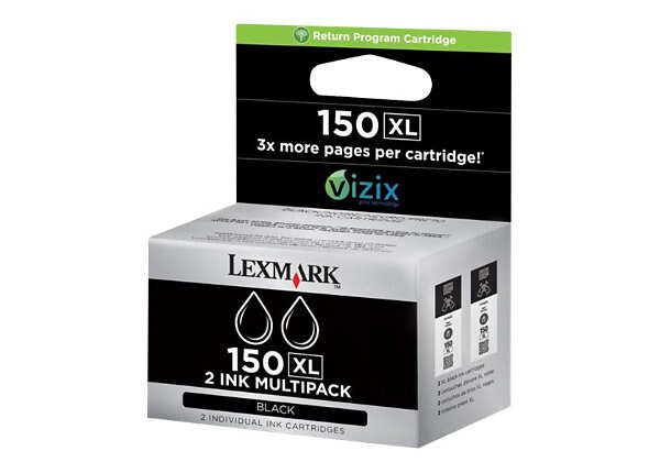 Lexmark Cartridge No. 150XL - 2-pack - High Yield - black - original - ink cartridge - LRP