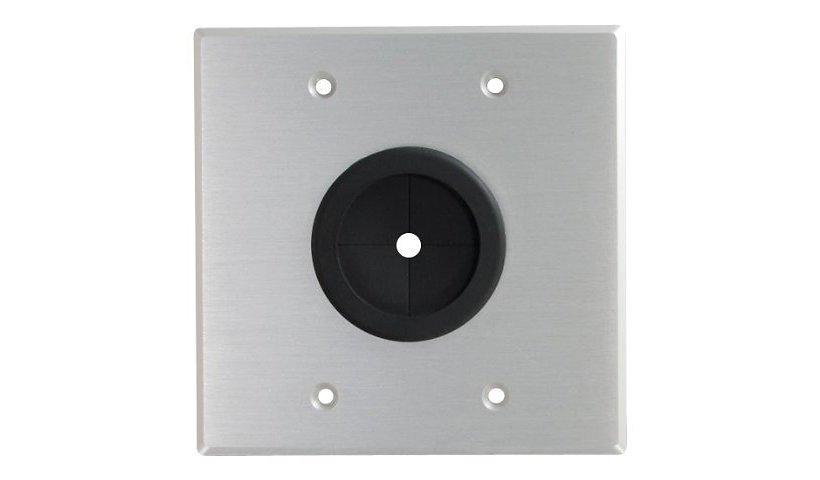C2G 1.5in Grommet Cable Pass Through Double Gang Wall Plate - Brushed Aluminum