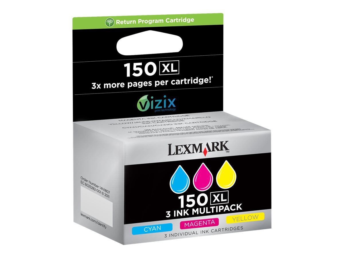 Lexmark 150XL Color Ink High Yield Return Program Sensor - 3 Pack