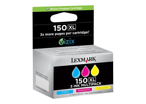 Lexmark 150XL Color Ink High Yield Return Program Sensor - 3 Pack