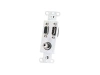 C2G HDMI, VGA and 3.5mm Audio Pass Through Wall Plate - White - modular ins