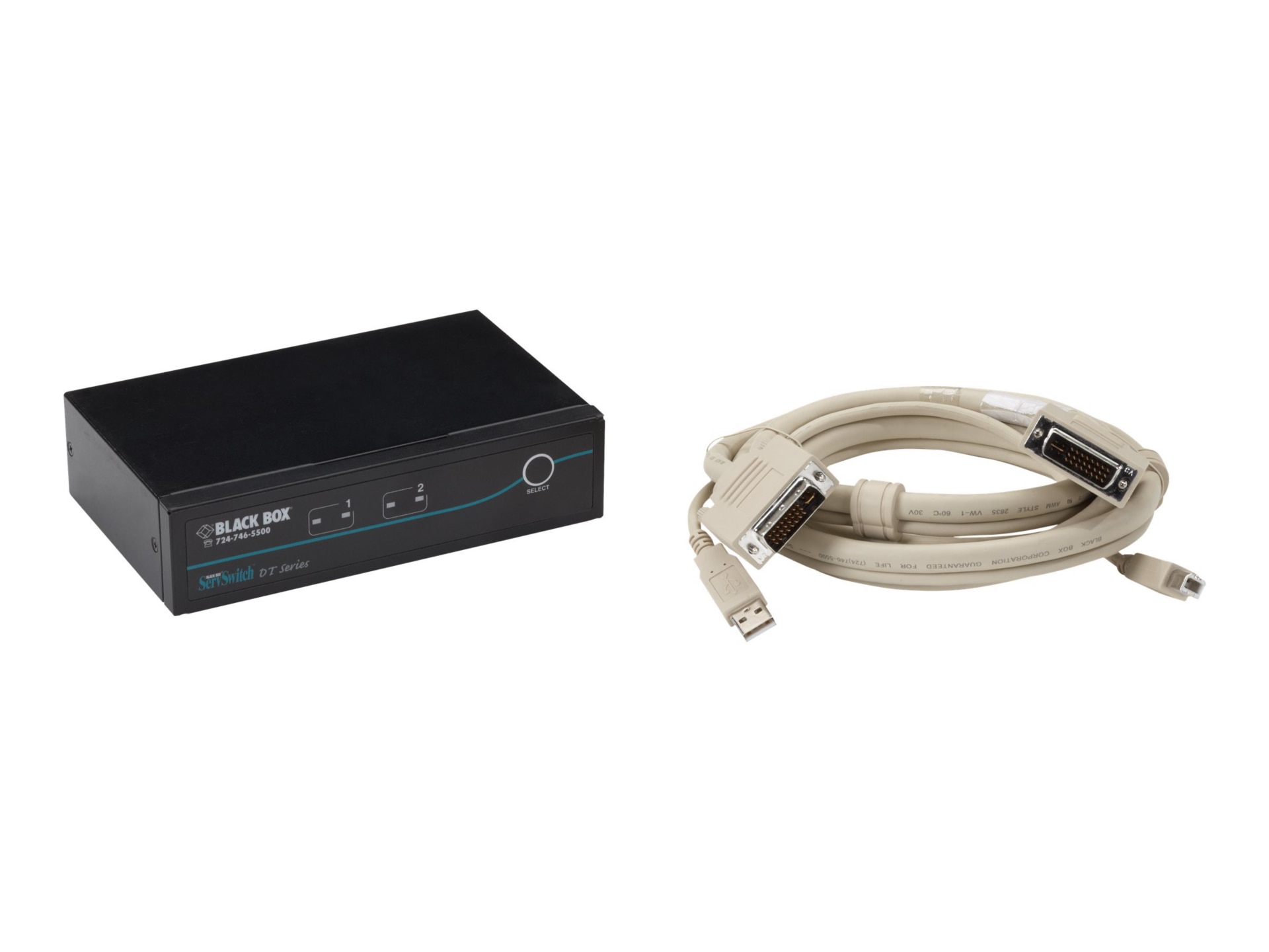 Black Box ServSwitch DT DVI with Emulated USB Keyboard/Mouse Kit - KVM switch - 2 ports - TAA Compliant