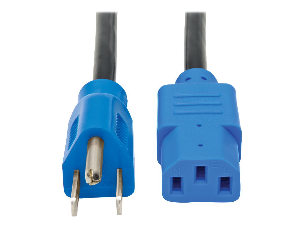 Tripp Lite Computer Power Extension Cord 10A 18AWG 5-15P C13 Blue Plugs 4'