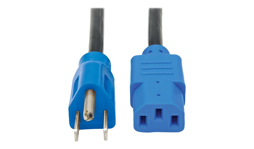 Tripp Lite Computer Power Extension Cord 10A 18AWG 5-15P C13 Blue Plugs 4'