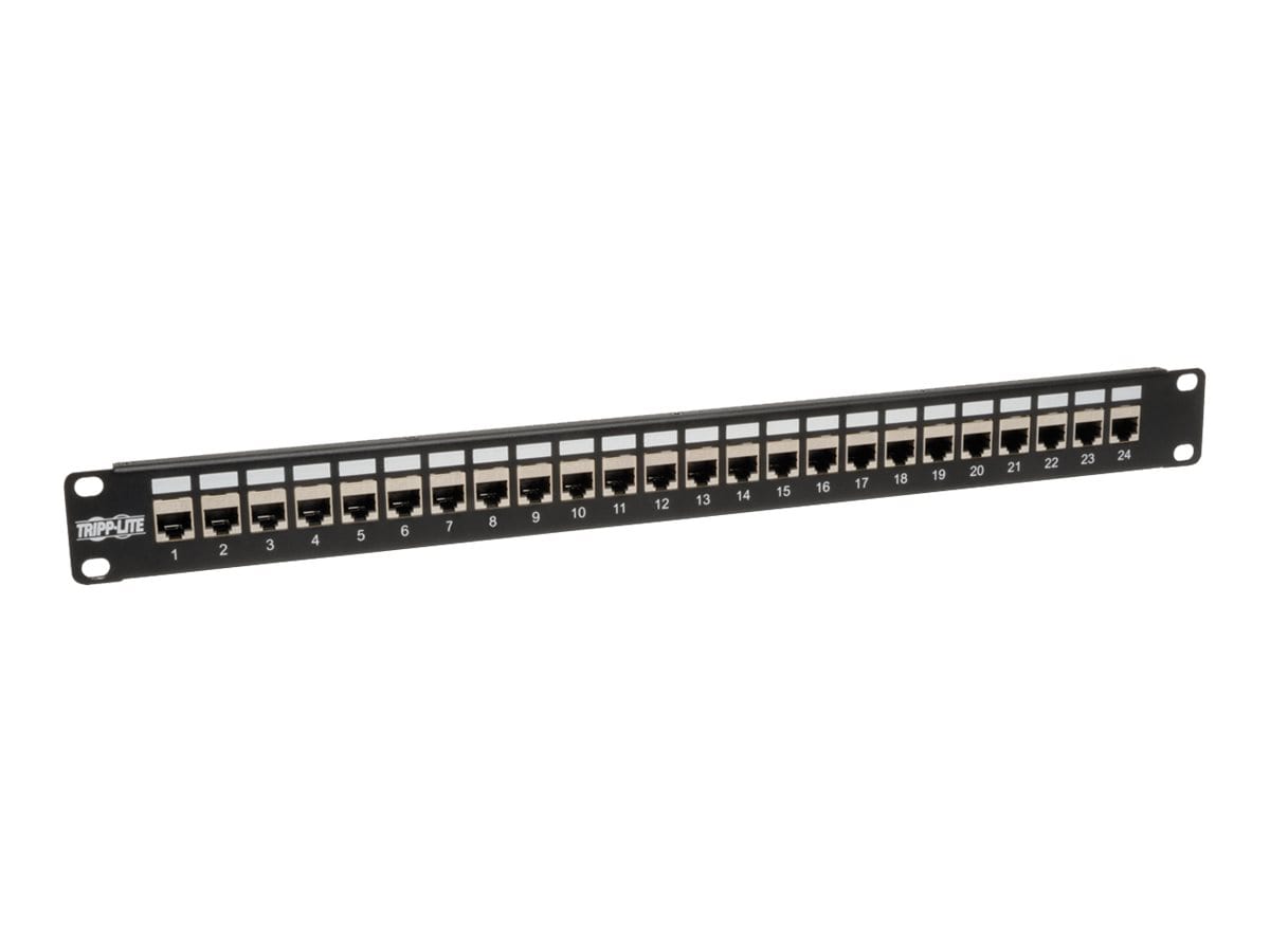 Eaton Tripp Lite Series 24-Port Shielded Cat6 Patch Panel Feed Through Rackmount RJ45 1URM TAA - patch panel - 1U - 19"